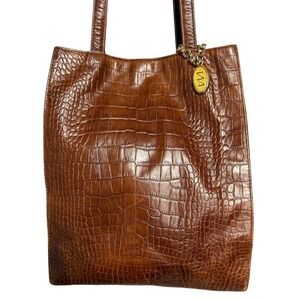 Viva Bags of California Brown Croc
Embossed Shoulder Tote Purse Vintage USA